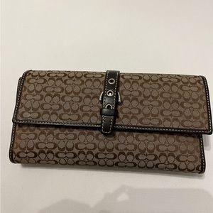 Coach Signature Canvas Wallet with Checkbook Cover